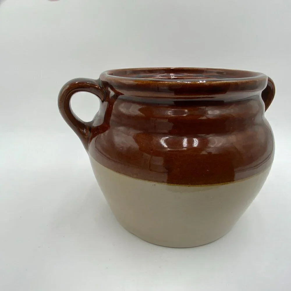 Vintage B & M Baked Beans Stoneware Bean Pot Only Brown Tan 0606 USA